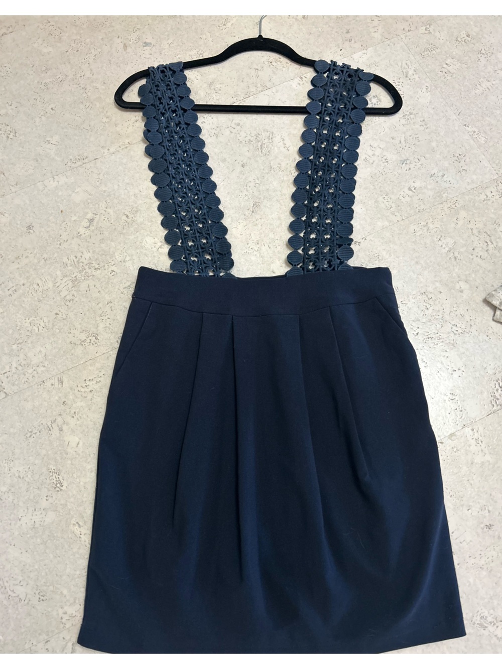 Navy Crochet Strap Sleeveless Dress